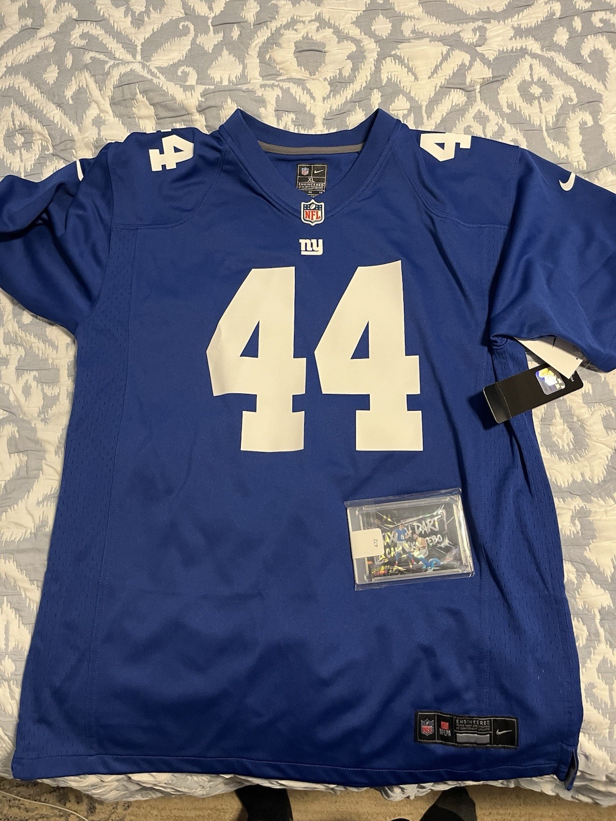 Cam Skattebo Youth Jersey New York Giants xl with custom card