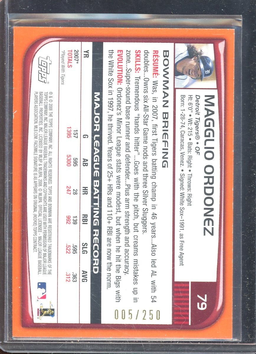 Magglio Ordonez 2008 Bowman Orange #79 (5/250)
