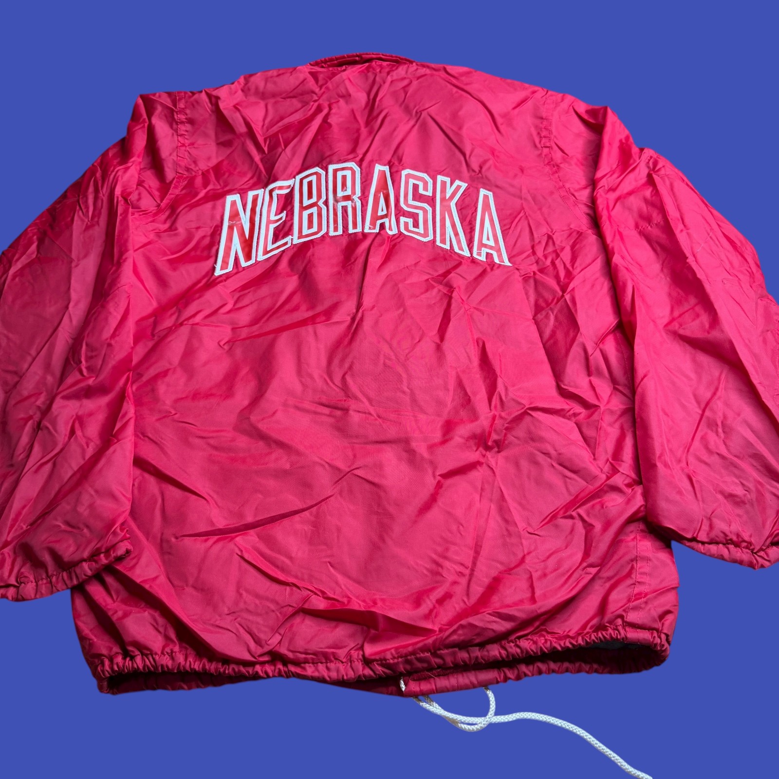 Vtg Nebraska Huskers Jacket Youth L 14-16 Red Pla-Jac Dunbrooke Windbreaker USA