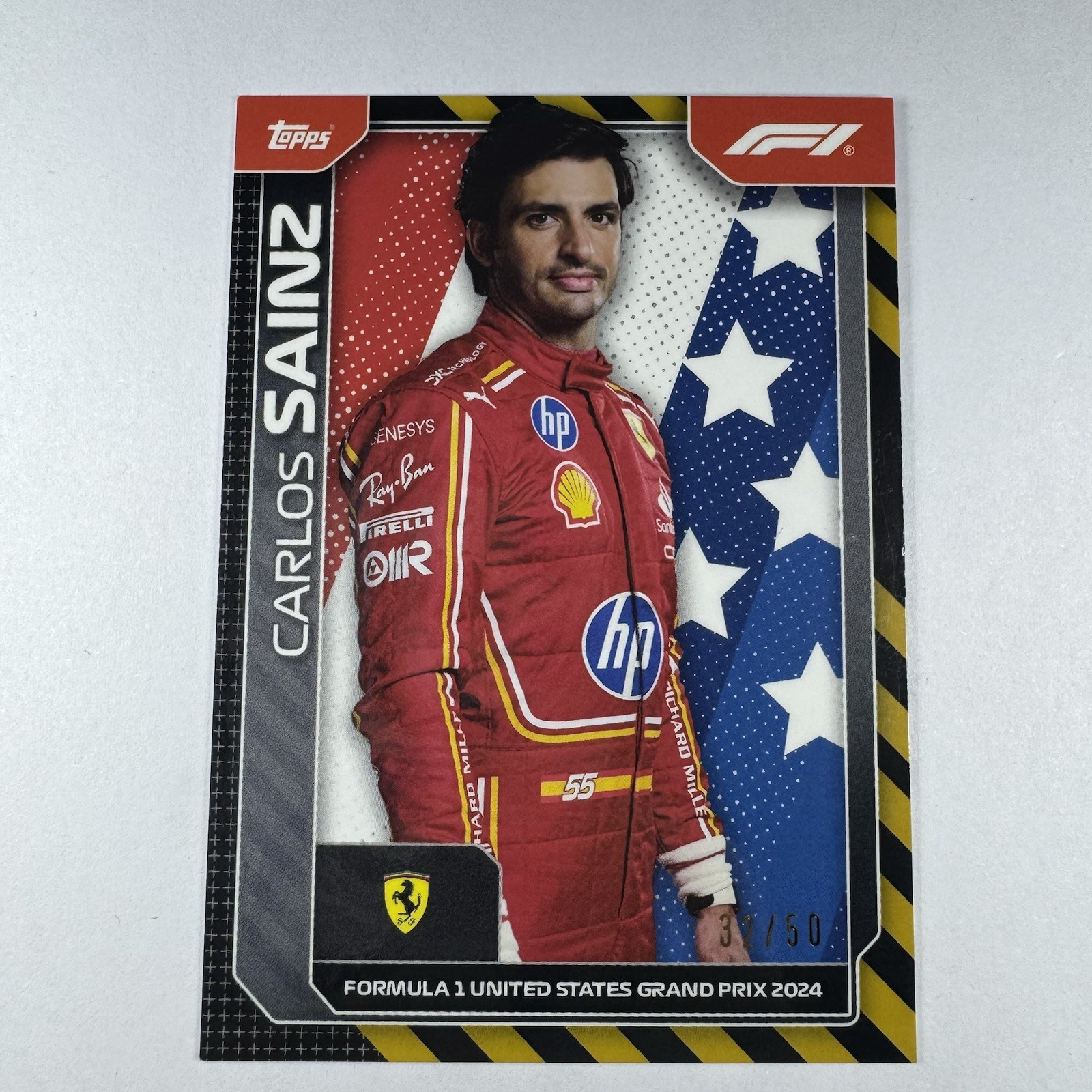 2024 Topps F1 United States GP Carlos Sainz /50 Scuderia Ferrari Exclusive AUT-7