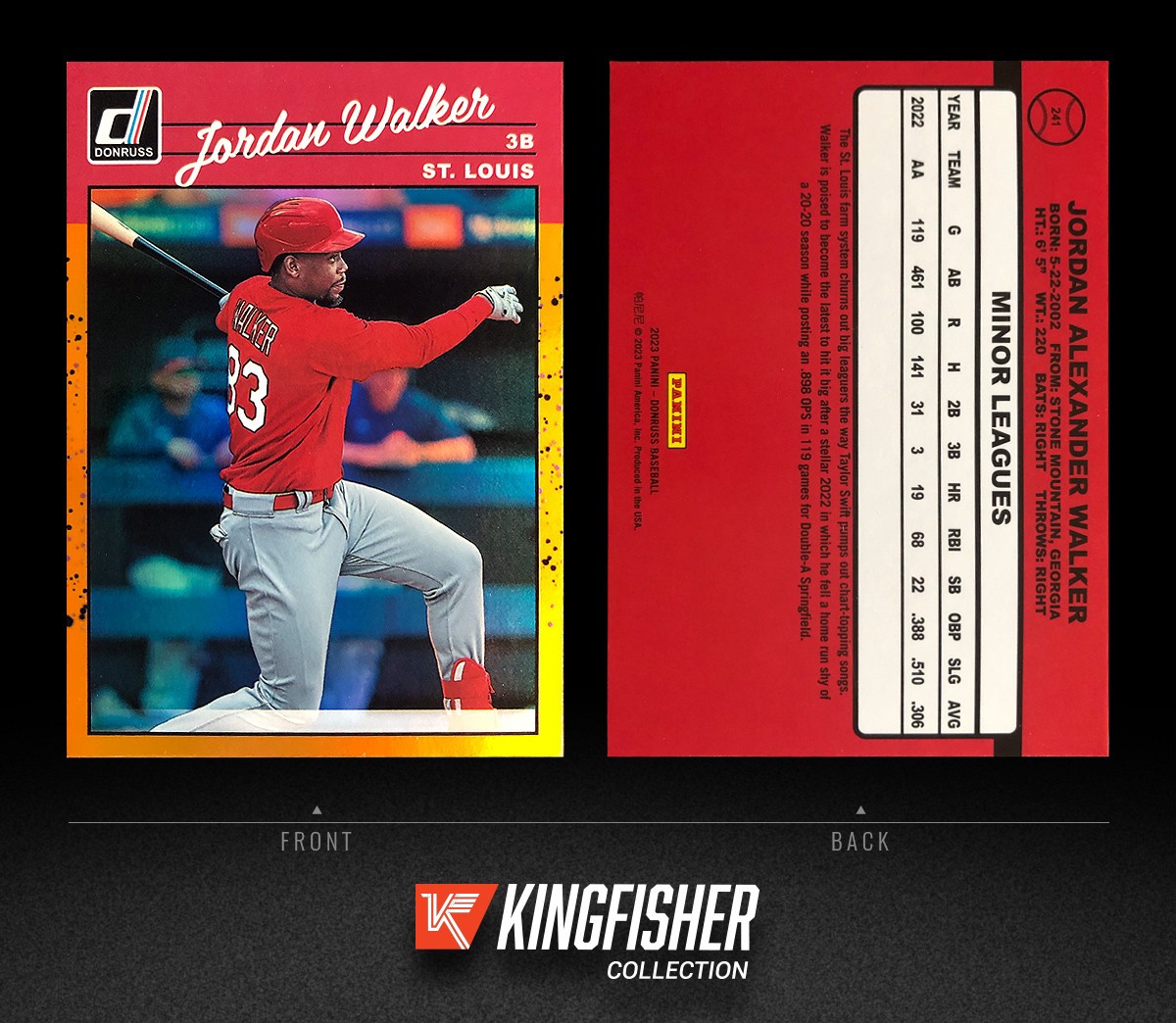 2023 Donruss 1990 Retro Jordan Walker Holo Orange #241 St. Louis Cardinals