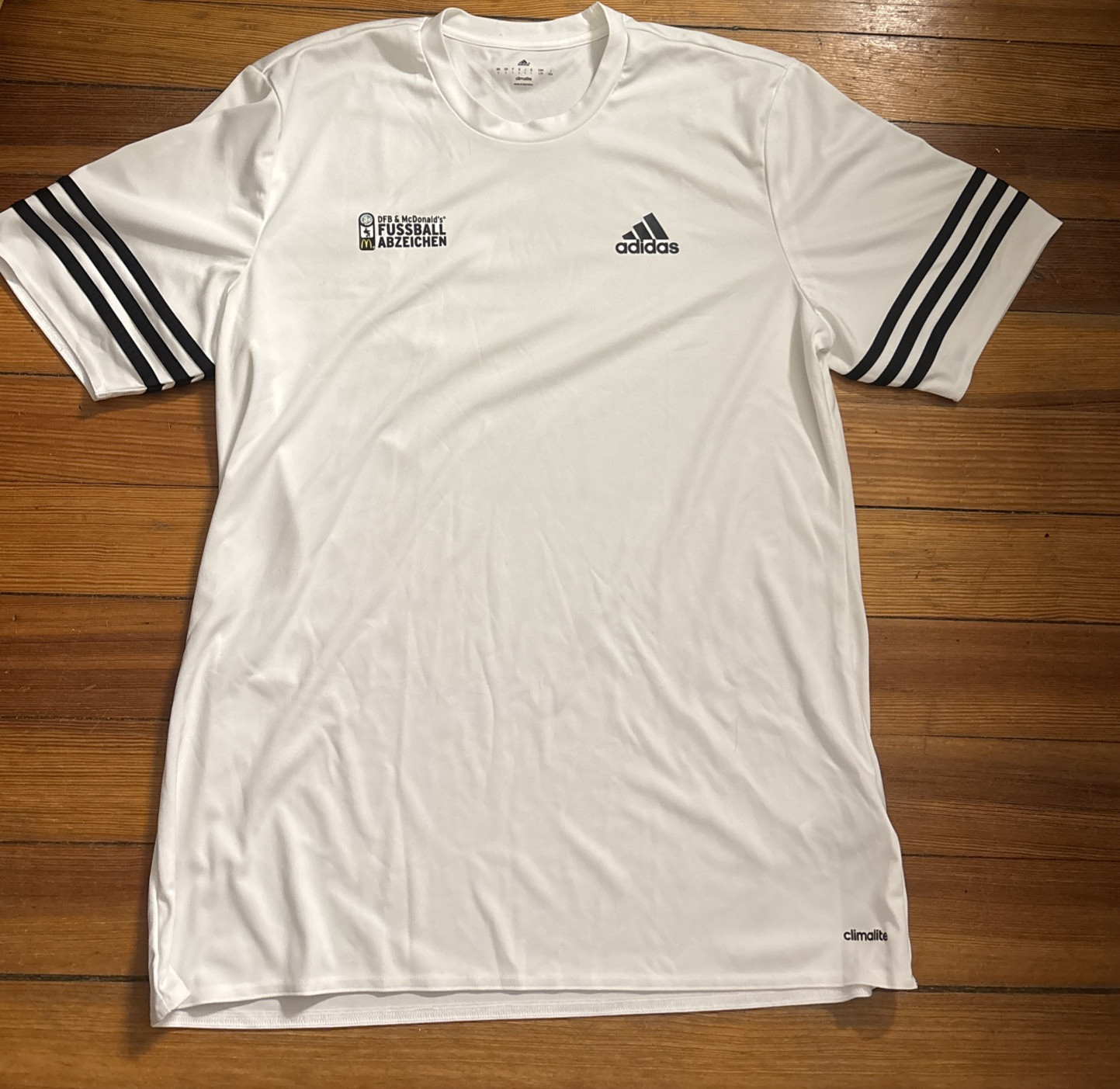 Adidas Climalite DFB Germany & McDonalds Fußball Abzeichen White T-Shirt Men’s L
