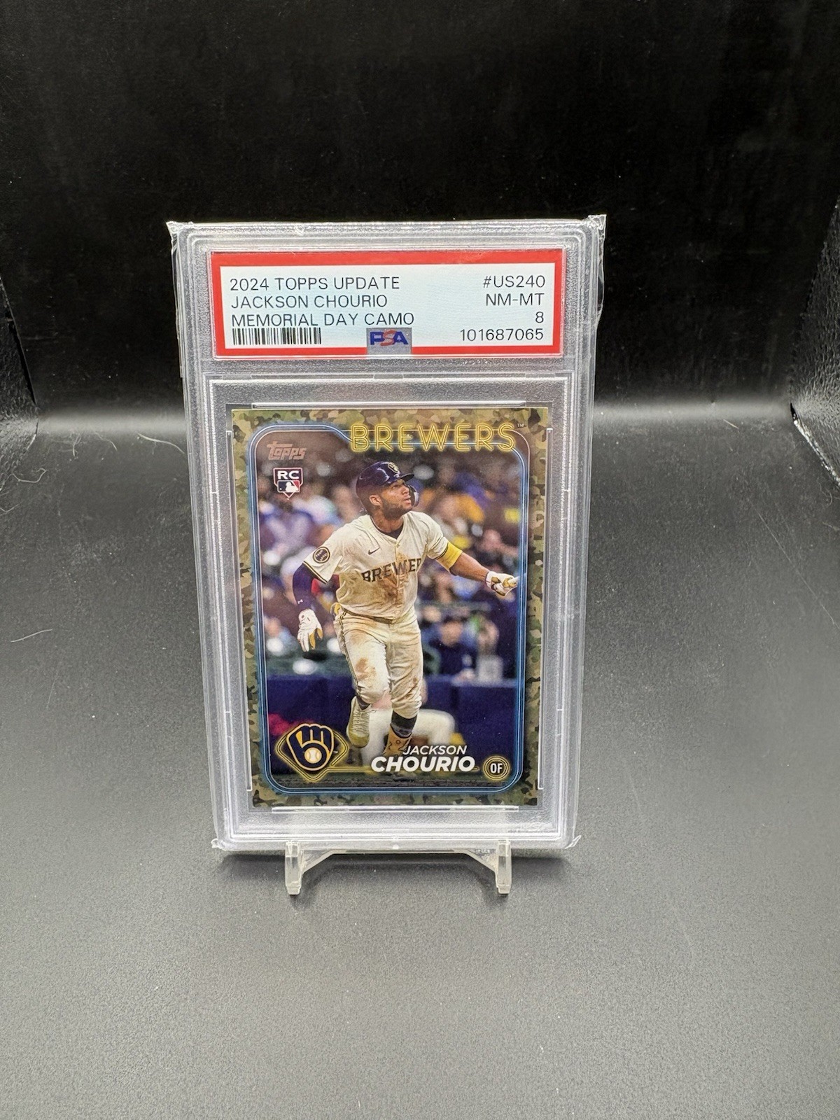2024 Topps Update Series – Jackson Chourio #US240 Memorial Day Camo /25 (RC)