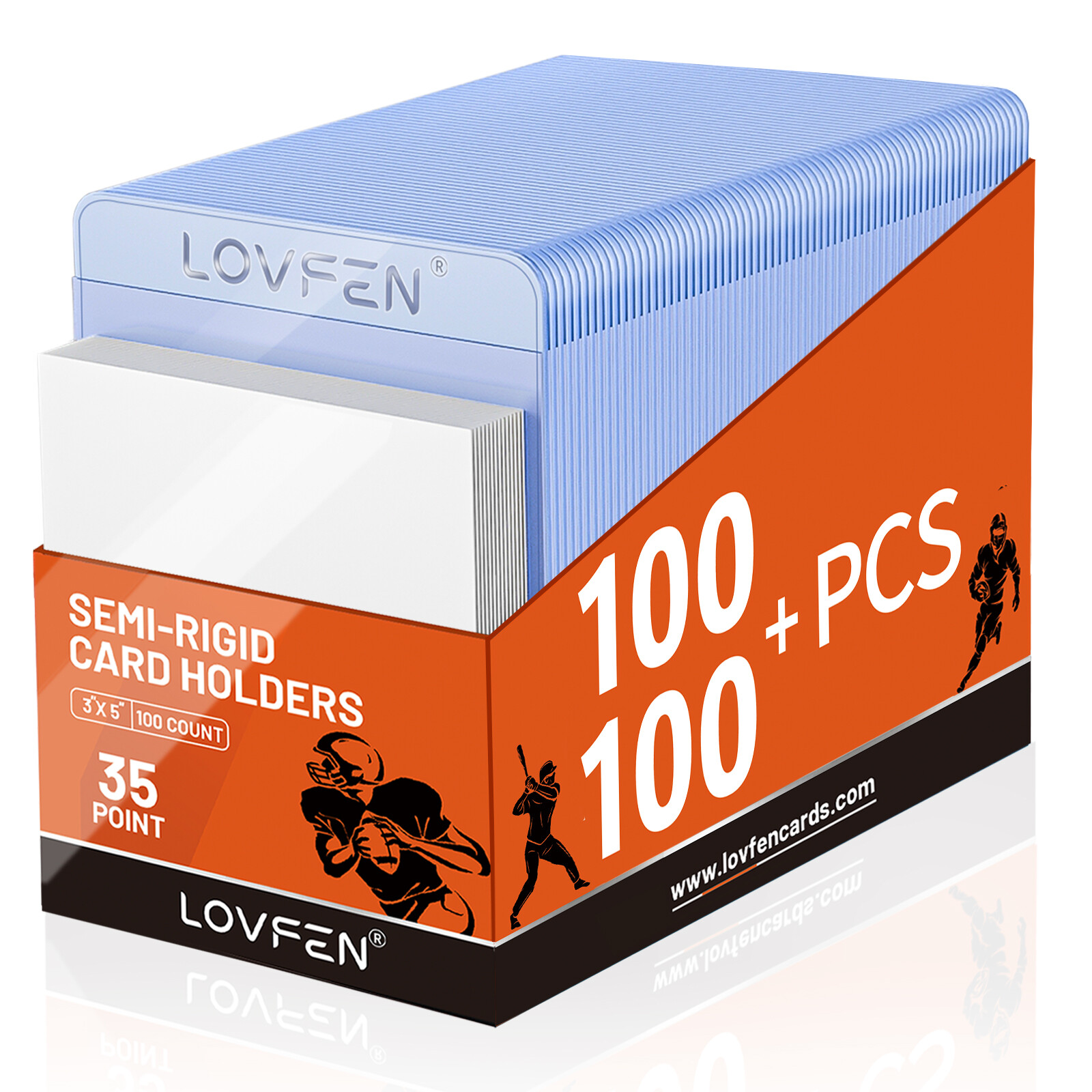 Semi Rigid Card Holders & Free Soft Sleeves For Standard 35pt 100/200/500/1000CT