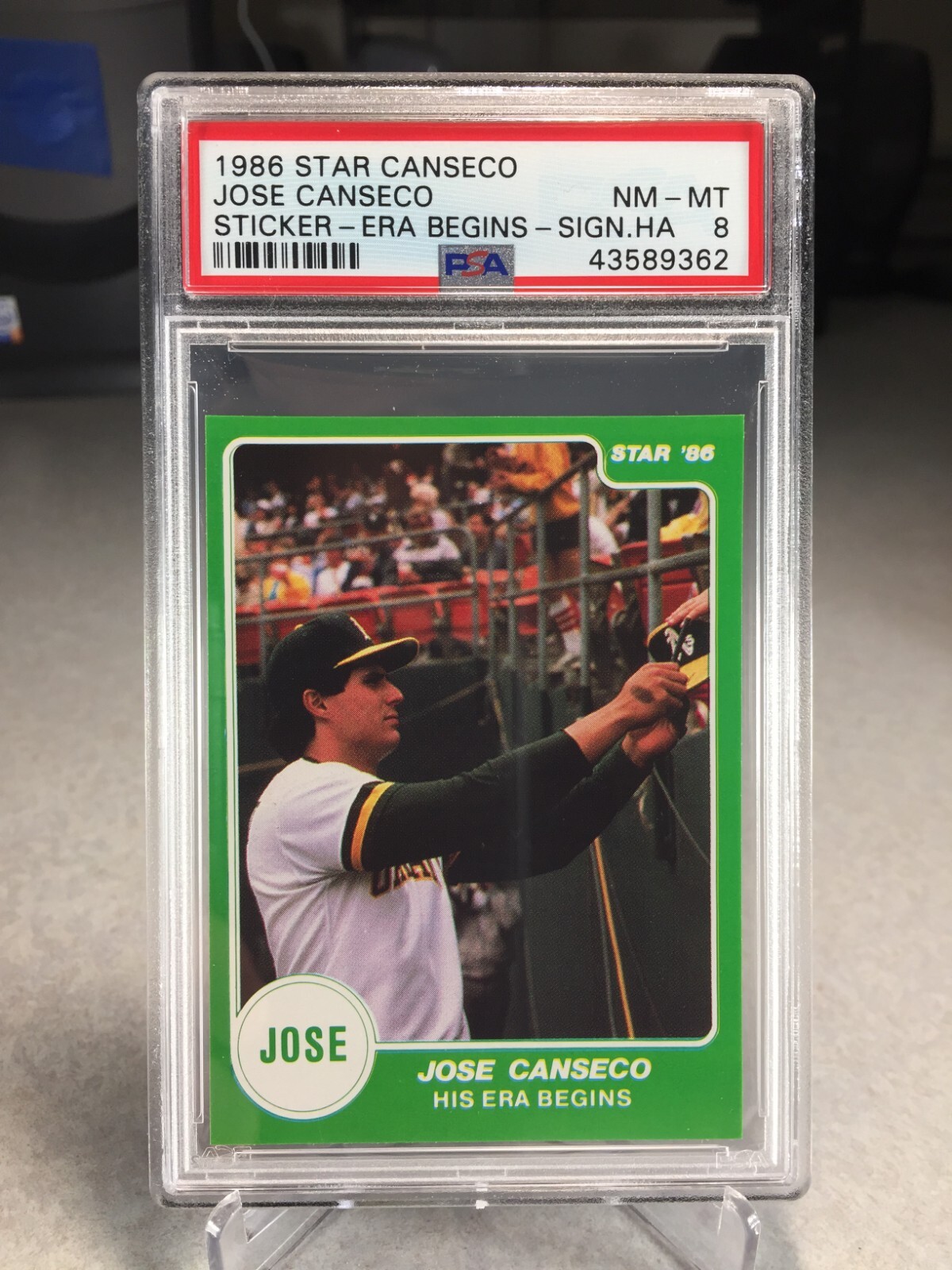 1986 Star Sticker Jose Canseco Rookie – PSA 8 POP 3 (only 4 graded higher)