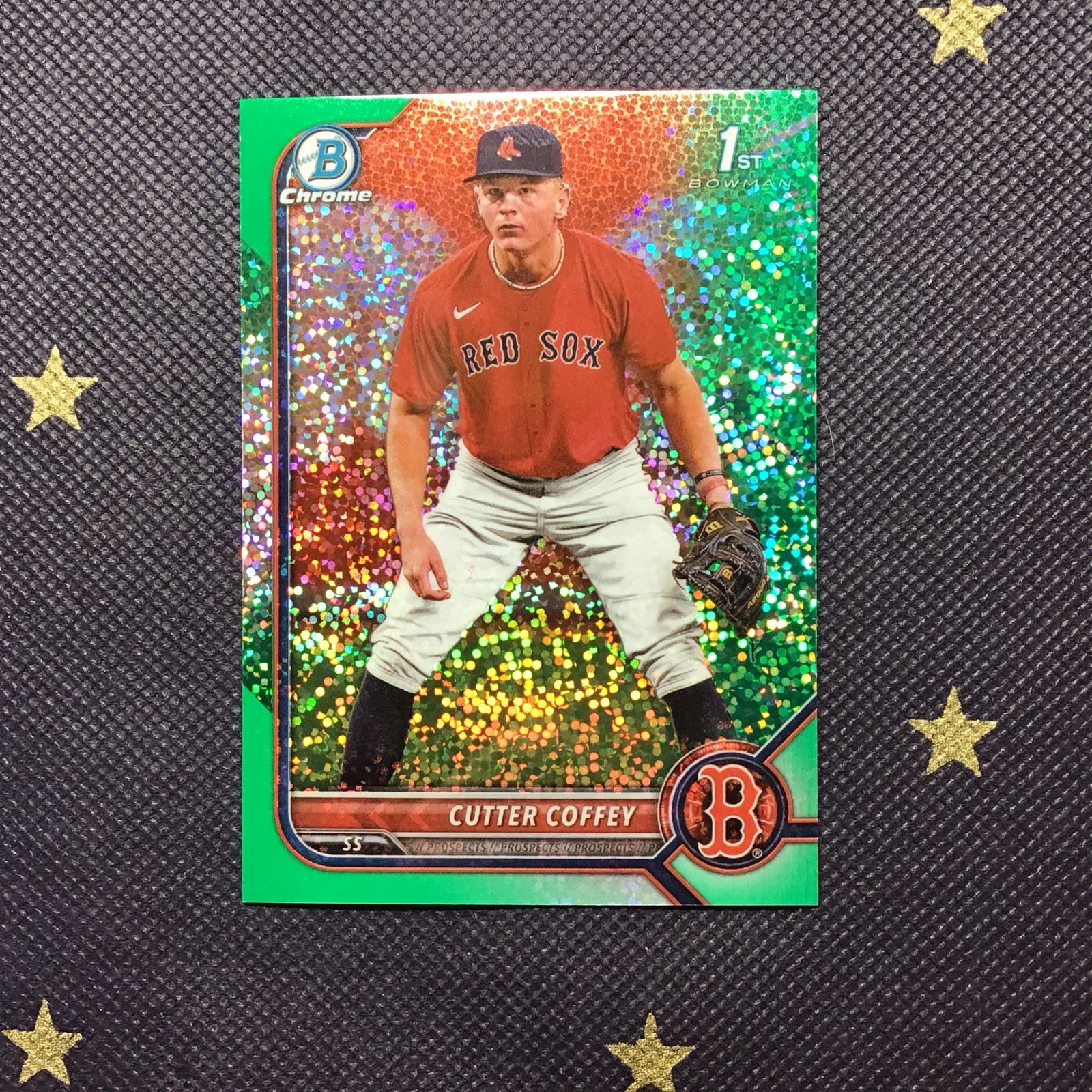Cutter Coffey 2022 Bowman Draft Chrome Green Sparkle Refractor RC #’/99 Red Sox