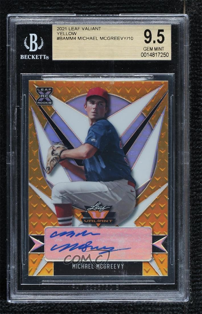 2021 Leaf Valiant Yellow /10 Michael McGreevy #BA-MM4 BGS 9.5 GEM MINT Auto 10ou