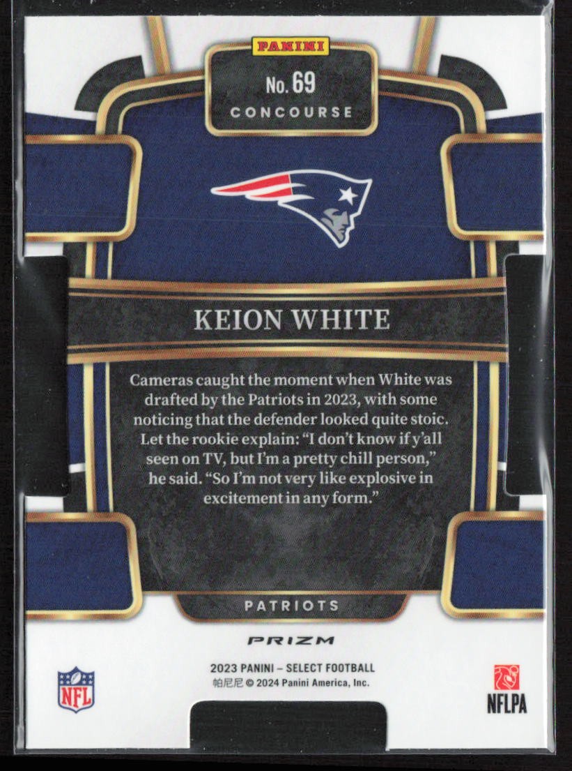 2023 Select #69 Keion White Green and Yellow Prizms Die Cuts Rookie Patriots