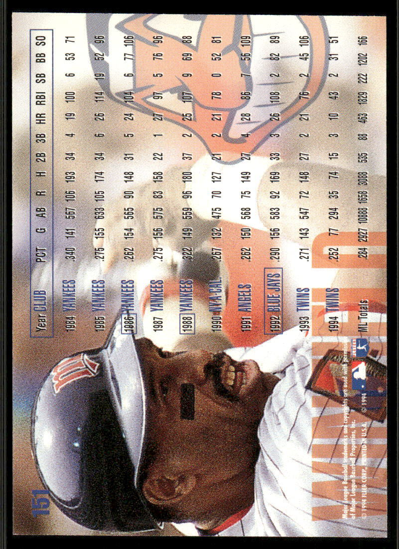 1995 Fleer #151 Dave Winfield