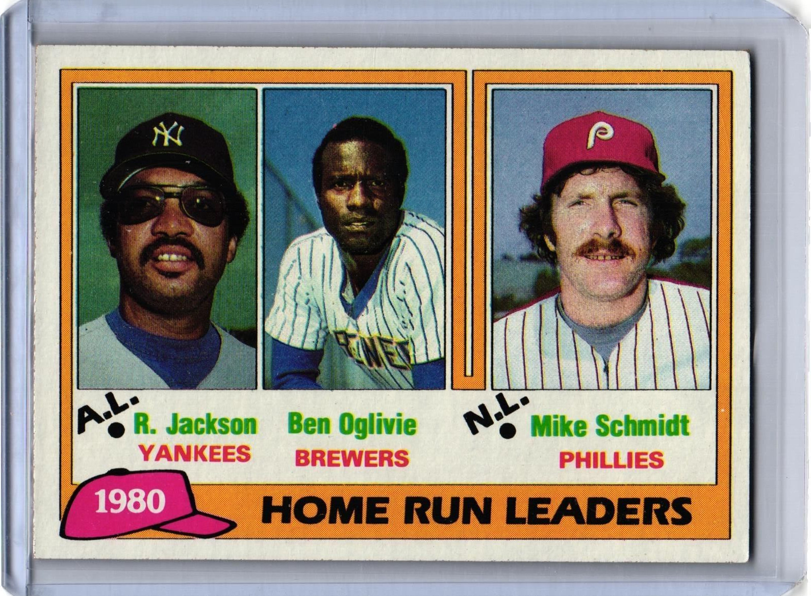 Reggie Jackson Mike Schmidt Ben Oglivie 1981 Topps Home Run Leaders #2