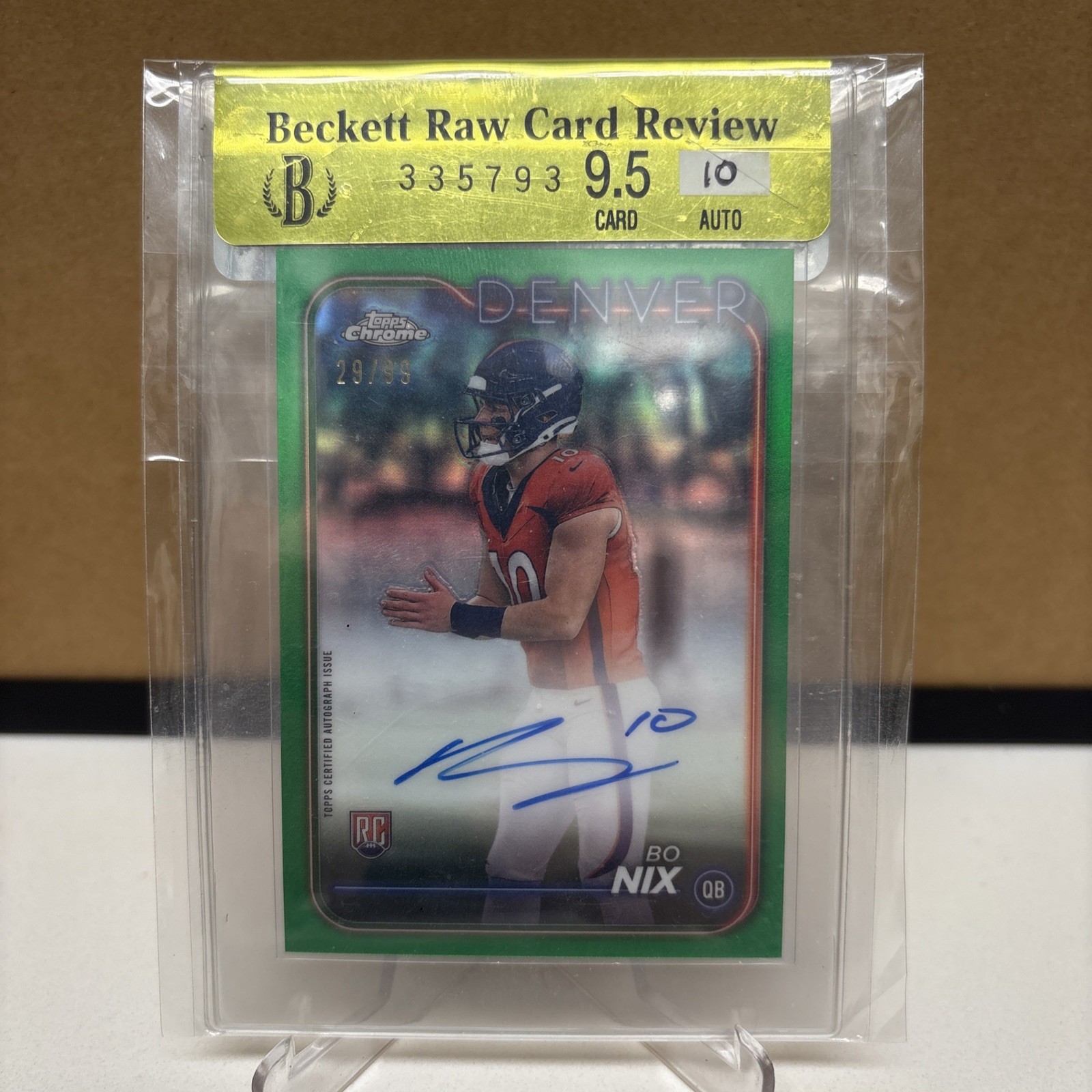 2024 Topps Chrome – Rookie Autographs Bo Nix /99 Beckett 9.5/10 Raw Review