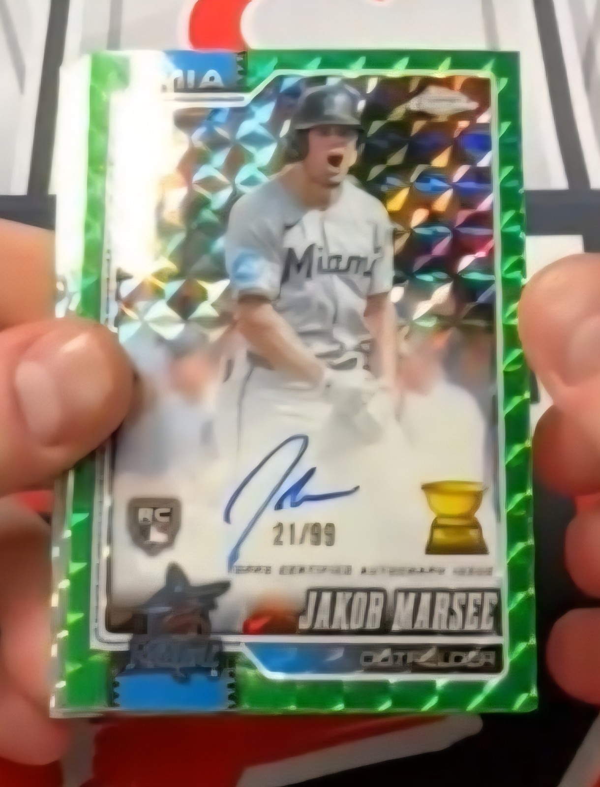 2026 Topps Chrome Green Geometric #RA-JMA Jakob Marsee RC Auto /99