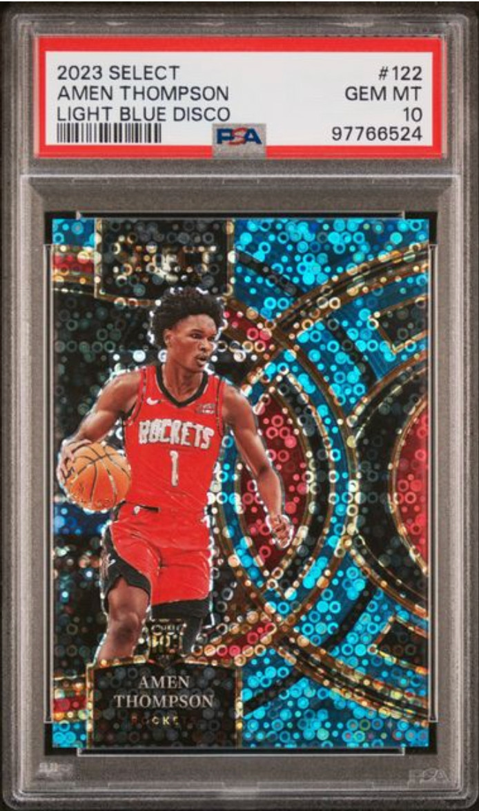 2023-24 Select Amen Thompson Rookie RC Light Blue Disco /99 PSA 10 Gem Mint