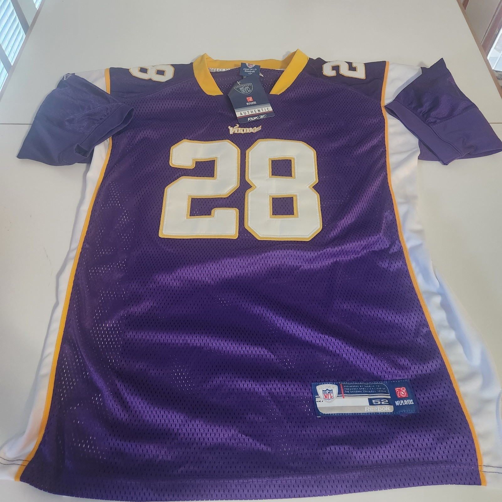 Minnesota Vikings Adrian Peterson Reebok On Field Jersey • Mens Size 52 •NWT