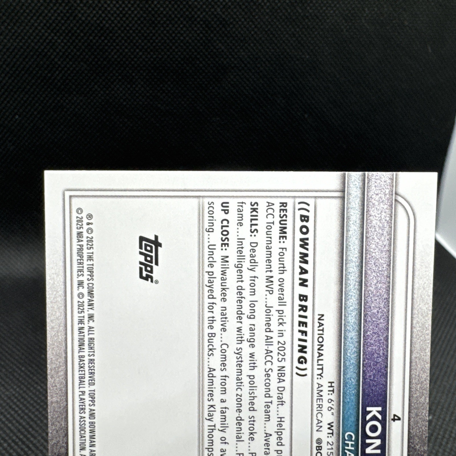 2025-26 Bowman Basketball – Kon Knueppel – RC #4 Charlotte Hornets