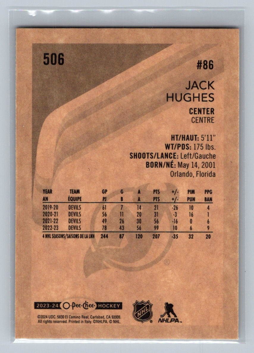 2023-24 O-Pee-Chee #506 Jack Hughes Retro