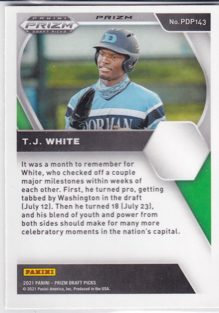 T.J. White – Green and Yellow Hyper Prizm – 2021 Panini Prizm Draft Picks