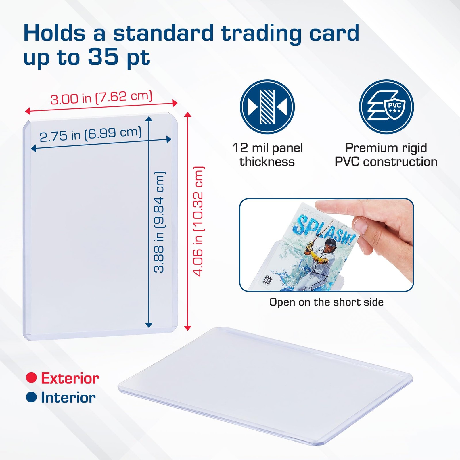 3×4 Topload Card Holder Standard 100ct | Rigid PVC Trading Card Protection …