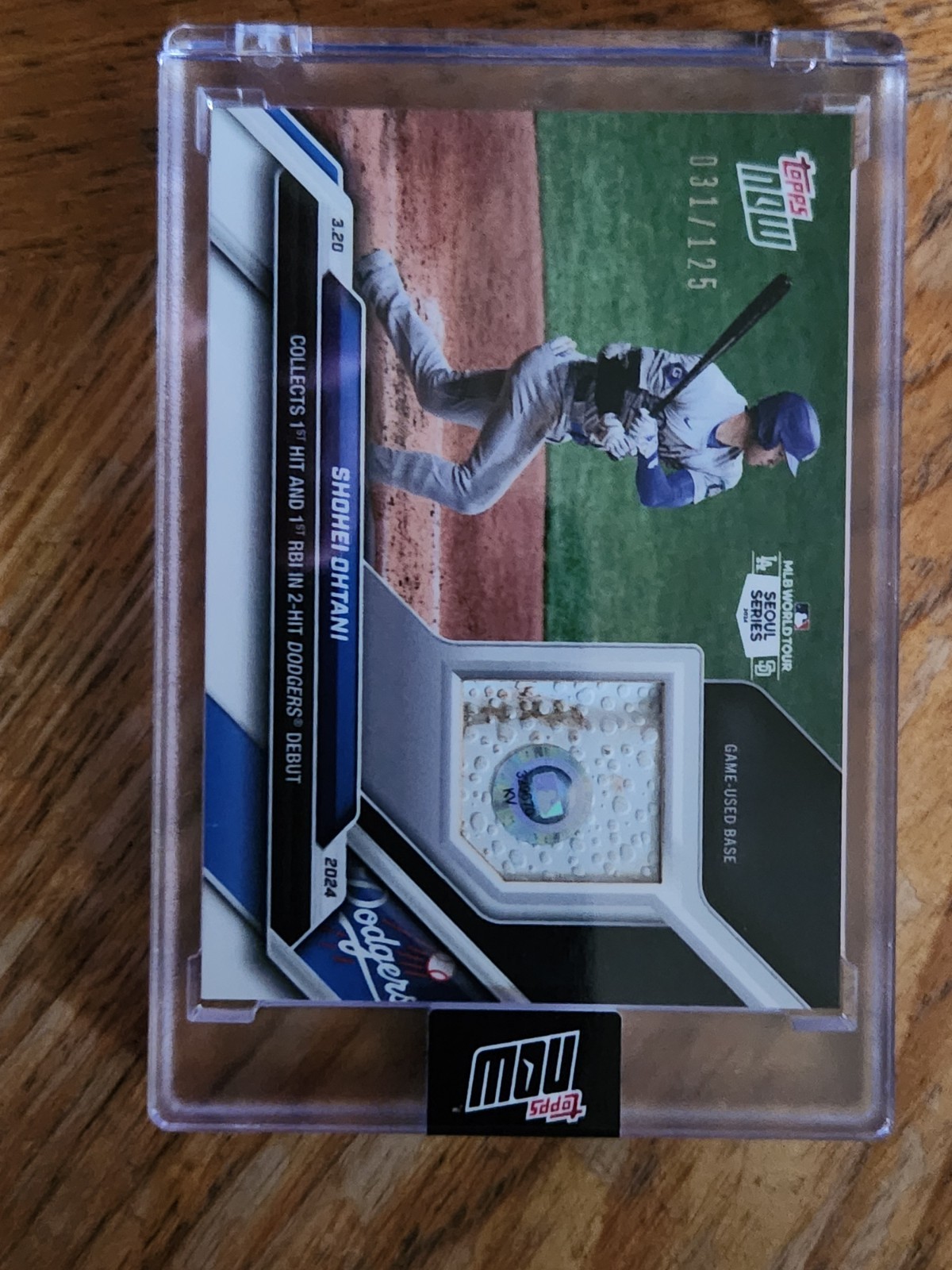 2024Topps Now Shohei Ohtani Card # 1 Dodgers Debut Collects 2 Hits Seoul 31/125