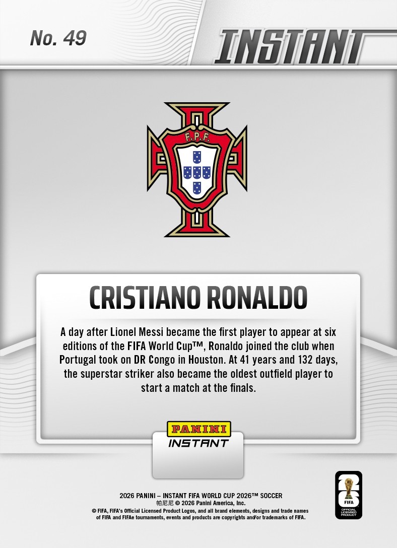 2026 Panini Instant Cristiano Ronaldo FIFA World Cup LP Card **Pre-Sale**