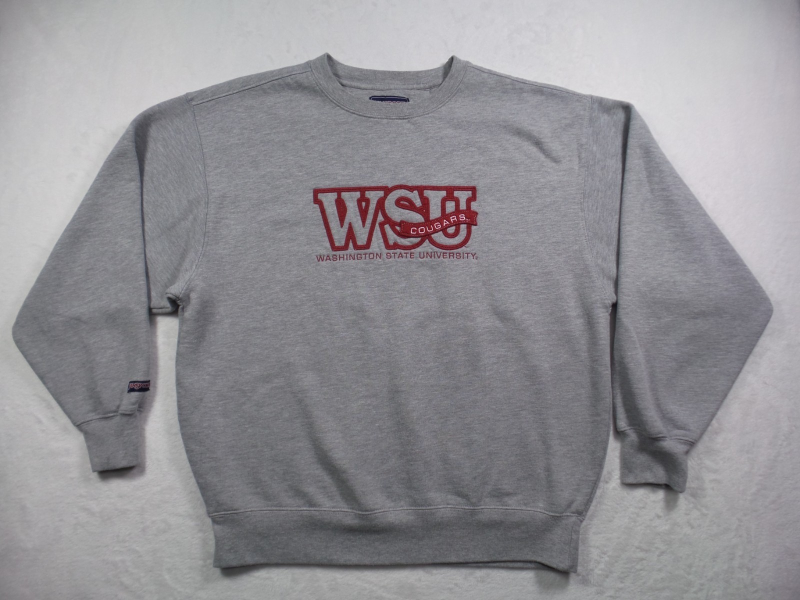 Washington State Cougars Sweatshirt Womens Large Gray Pullover Jansport Crew