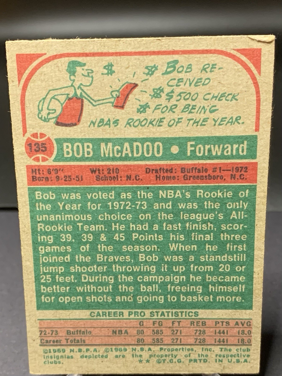 1973-74 Topps Bob McAdoo #135 Buffalo Braves VG-EX Rookie Vintage
