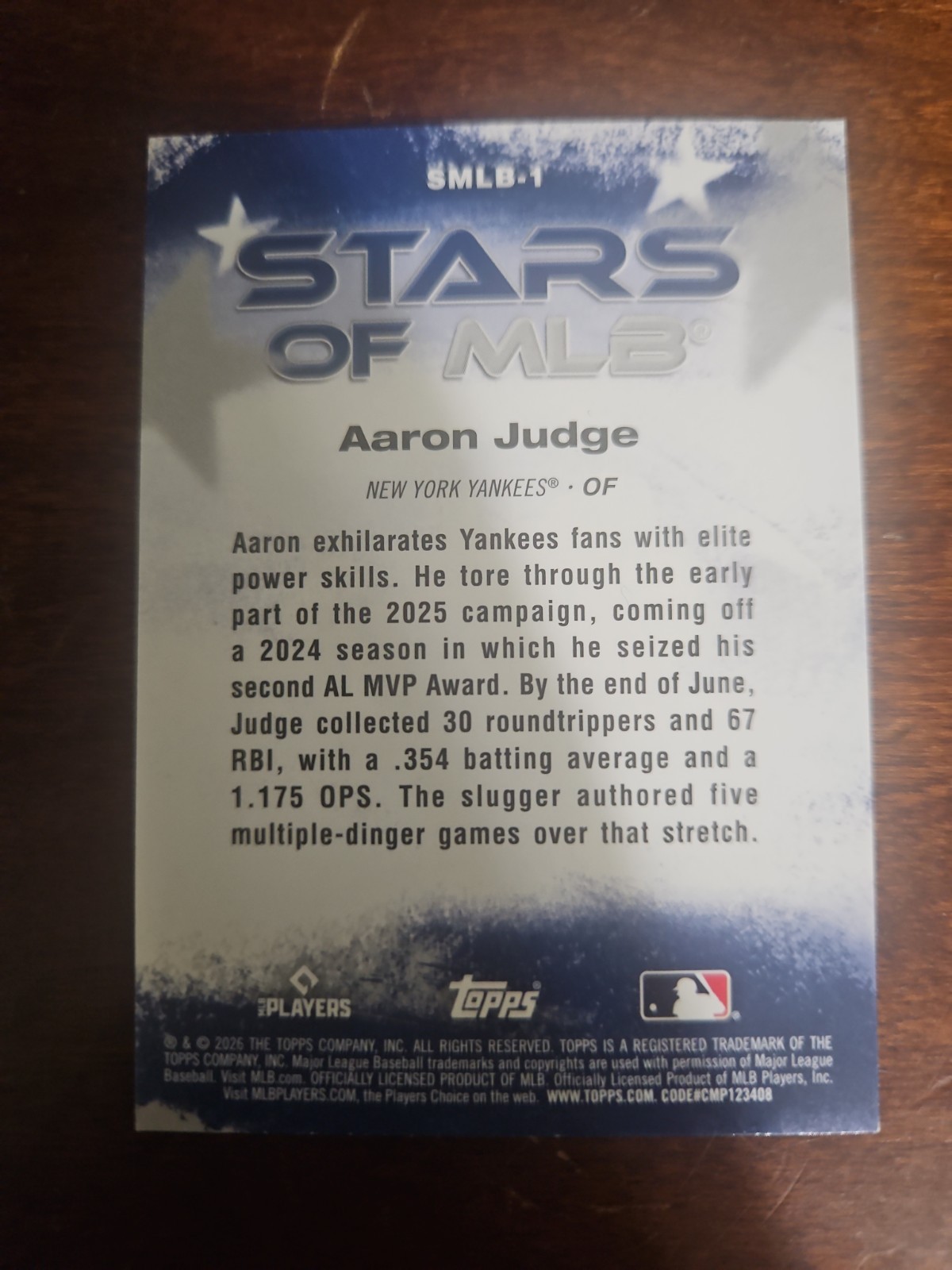 2026 Topps Series 1 – Stars of Mlb Aaron Judge #SMLB-1 Crackle Foil