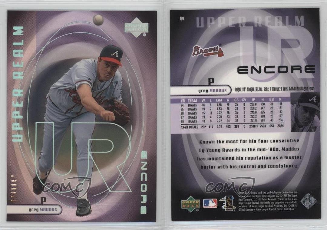 1999 Upper Deck Encore Upper Realm Greg Maddux #U9 HOF 02v3