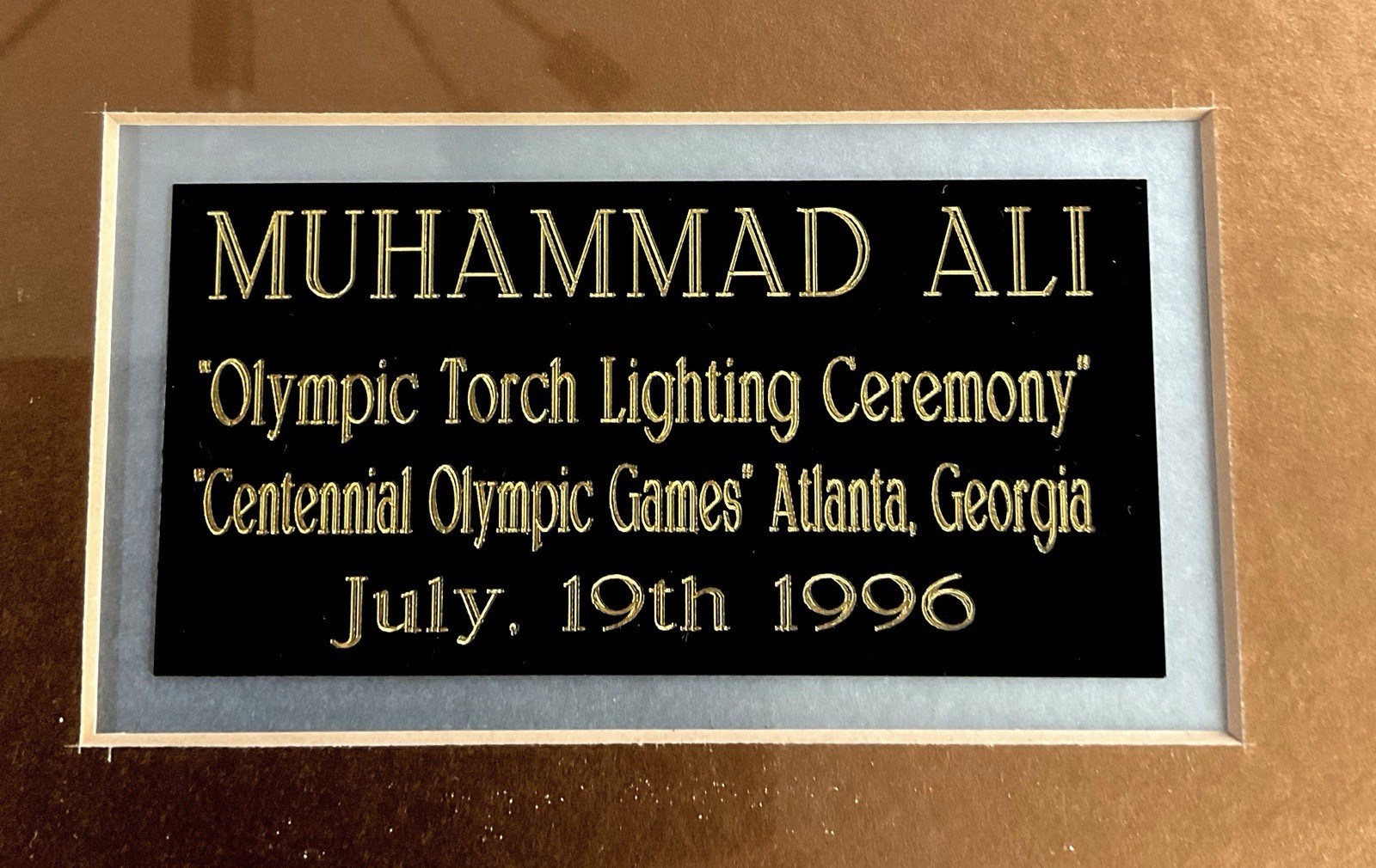 Muhammad Ali Signed Framed Original Photo Olympic Torch Ceremony Atlanta 1996