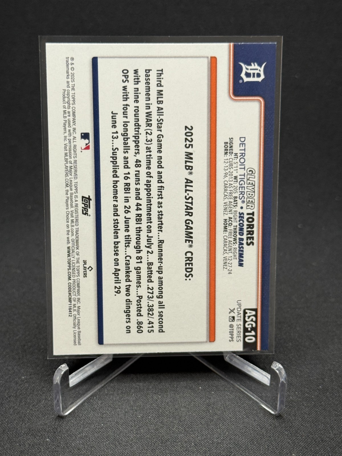 2025 Topps Update – Gleyber Torres – All Star Game Insert – Rainbow Foil – Tiger