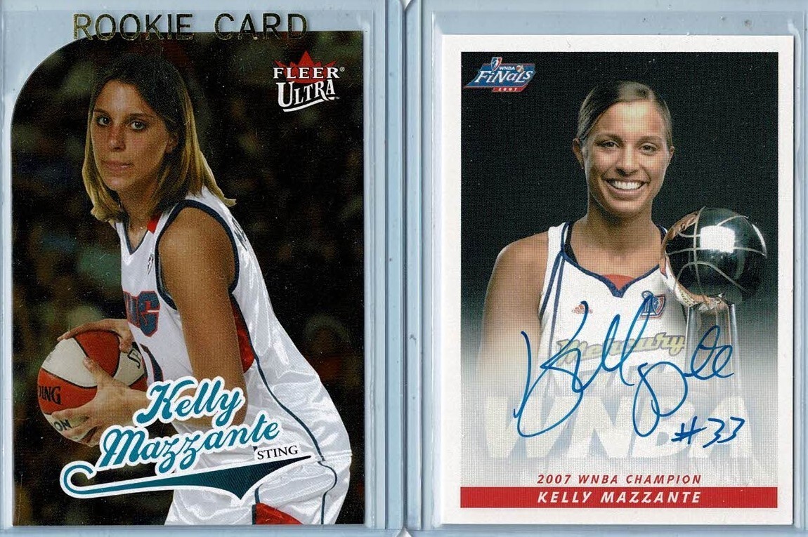 KELLY MAZZANTE 2004 Fleer Ultra WNBA Gold RC #/100 & RH Auto 2-Card Lot 🏀 STING