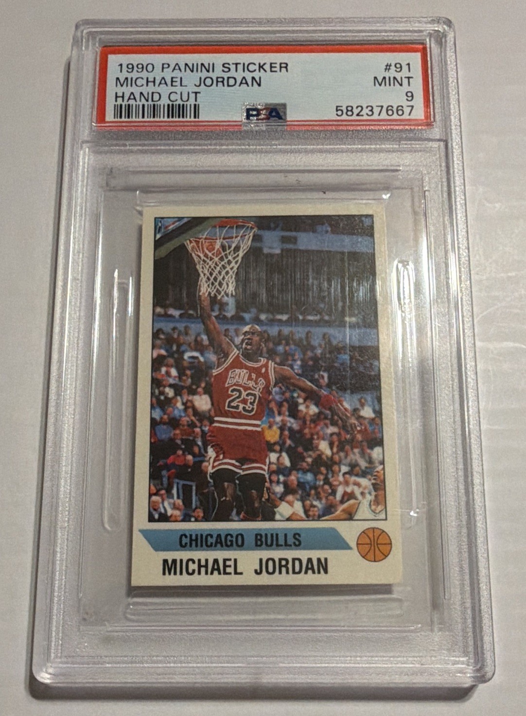 Panini 1990 Sticker Michael Jordan #91 Chicago Bulls Basketball Card PSA Graded