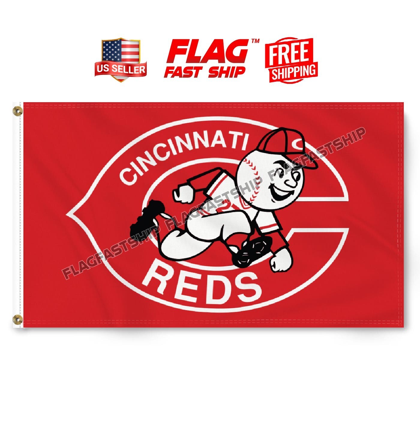 Cincinnati Reds 3×5 ft Flag Banner MLB Mascot Logo Baseball FREE Shipping USA 6G
