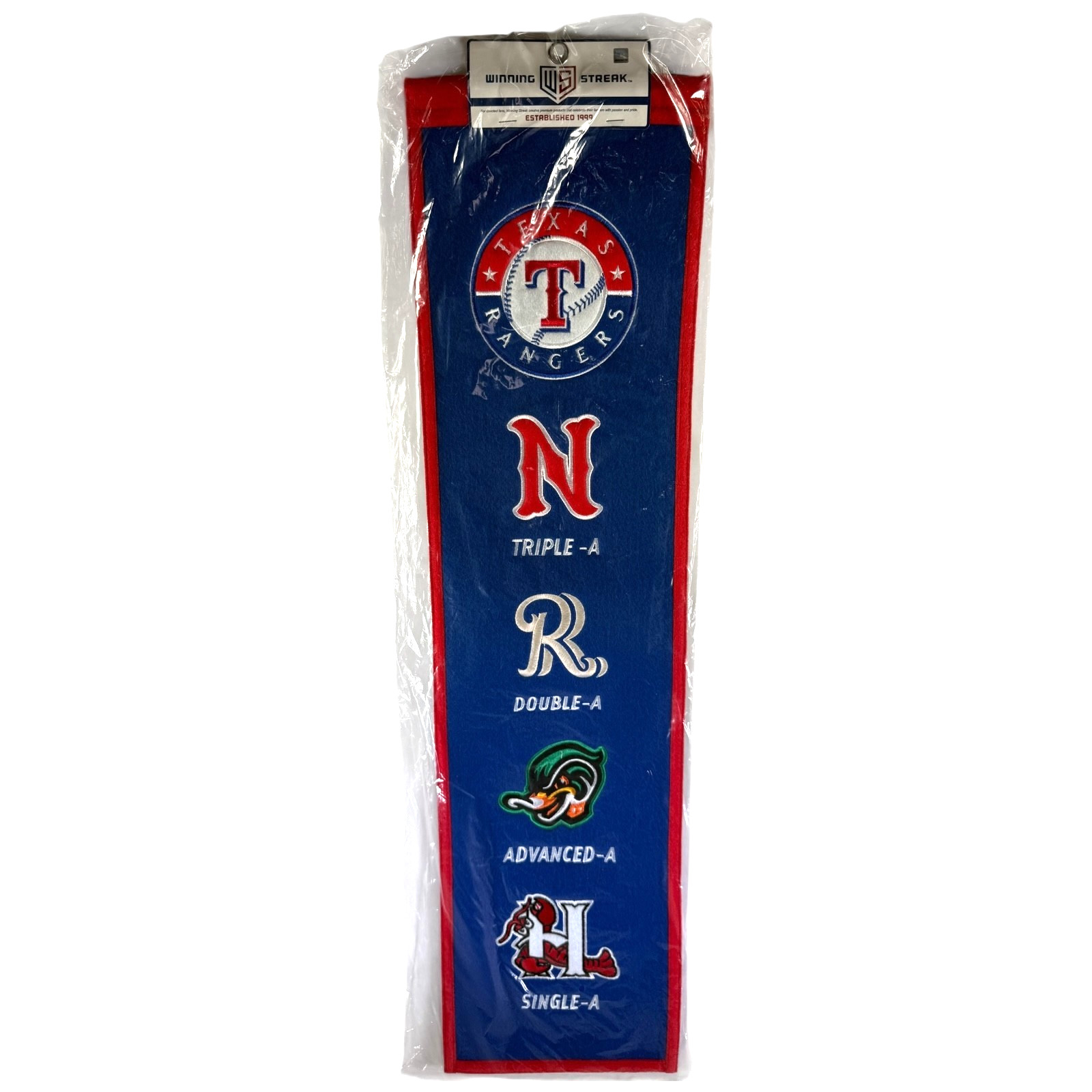 TEXAS RANGERS MLB Heritage Banner Embroidered Wool 8X32 Winning Streak NEW!