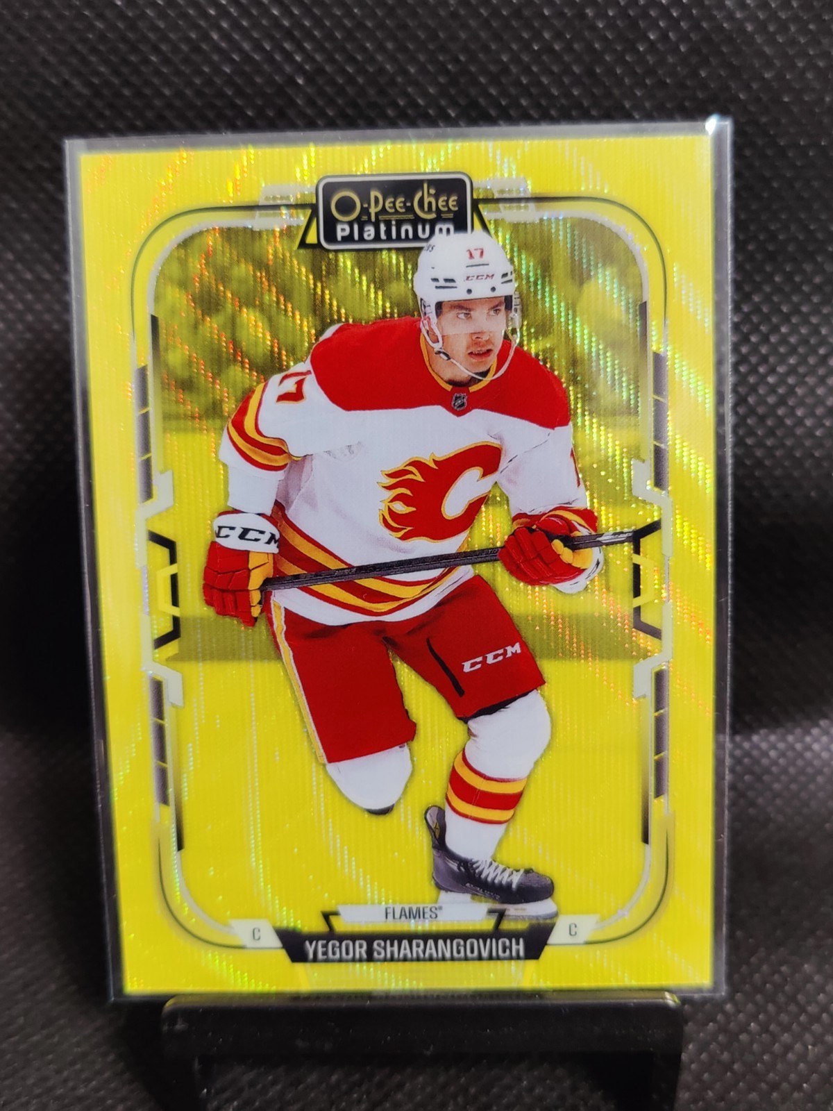 2025-26 O-Pee-Chee Platinum – Yegor Sharangovich #51 Neon Yellow Surge