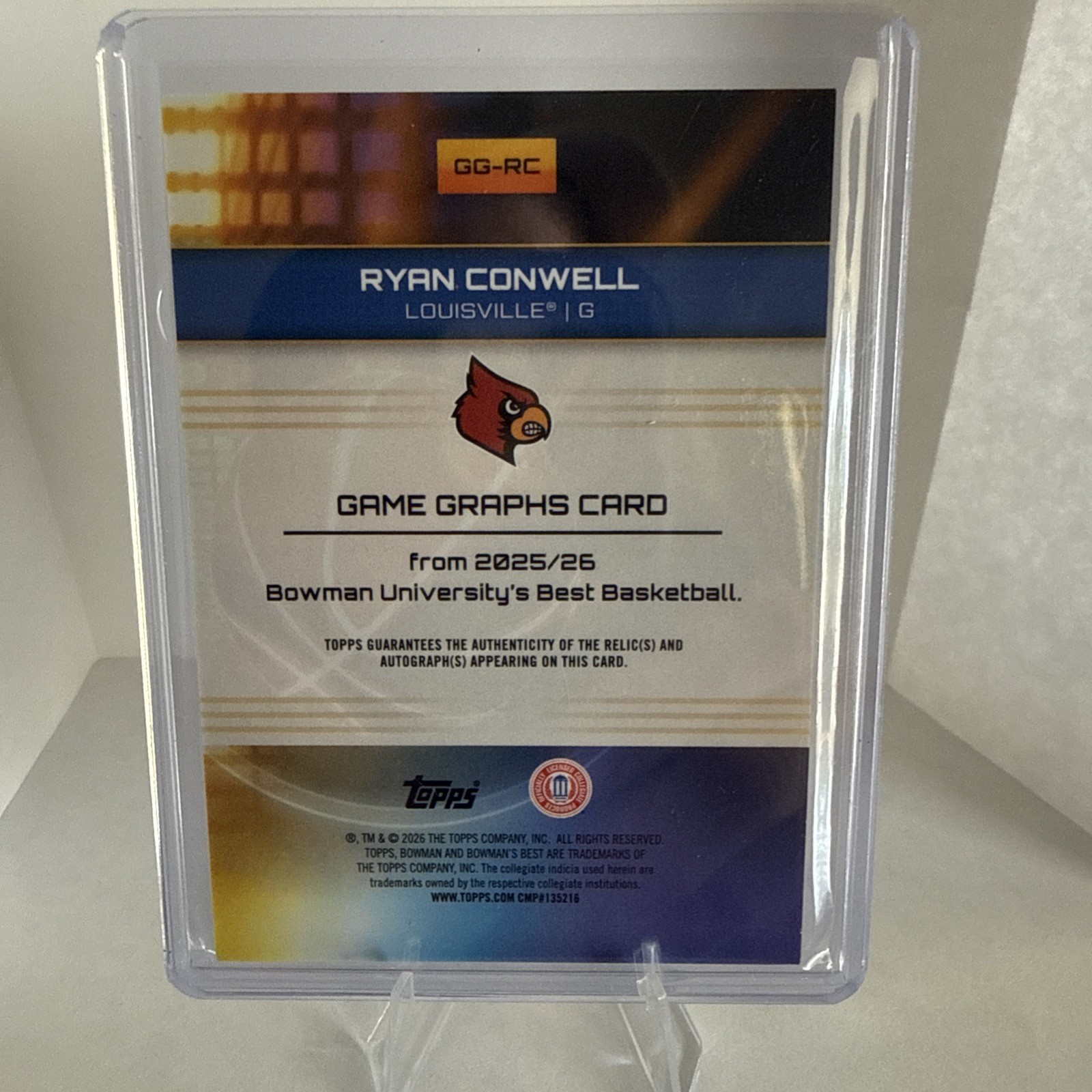 2025-26 Bowman U Best University RYAN CONWELL Yellow Patch AUTO Autograph 40/75