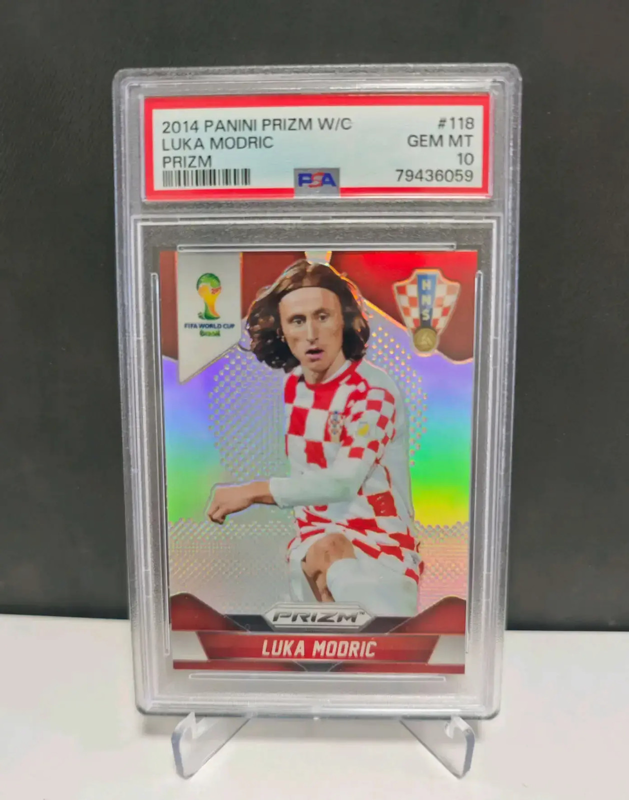 2014 World Cup Panini Prizm Silver Luka Modric #118 PSA 10 GEM MINT SX35