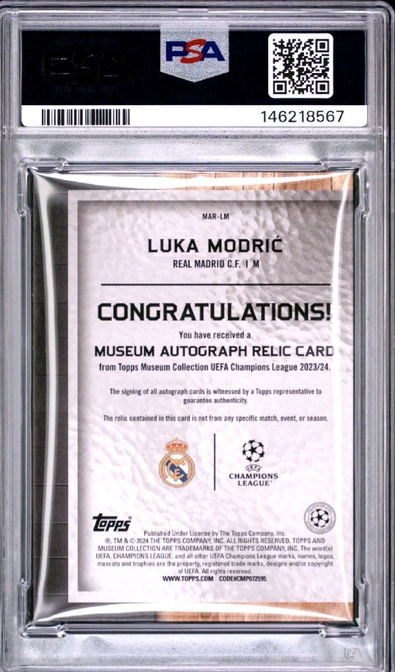 23-24 Topps Museum Luka Modric Match-Worn Memorabilia Ruby Red /25 PSA 6