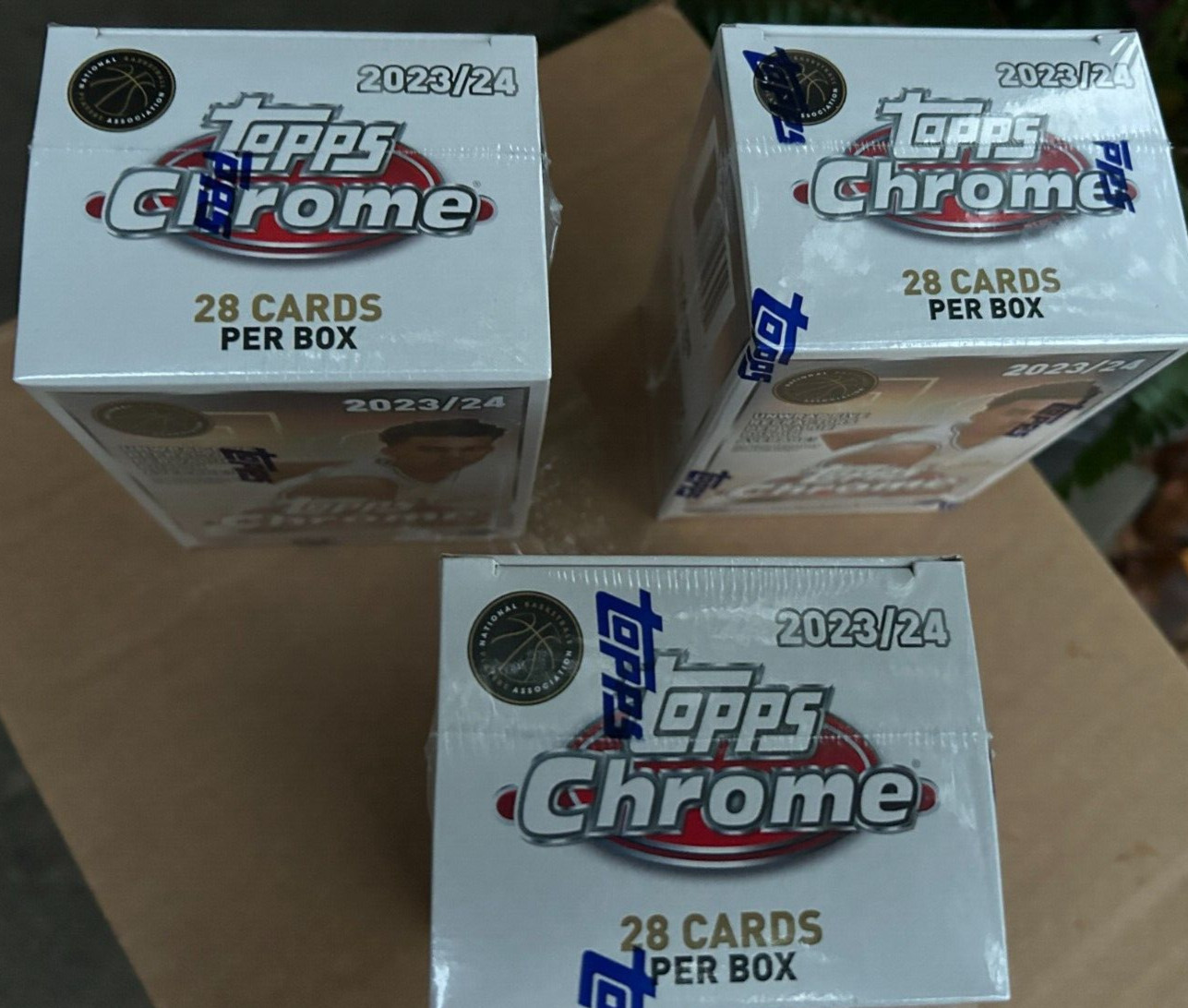 2023-24 Topps Chrome NBA 3 Blaster Box LOT – Three sealed boxes, 28 cards/box