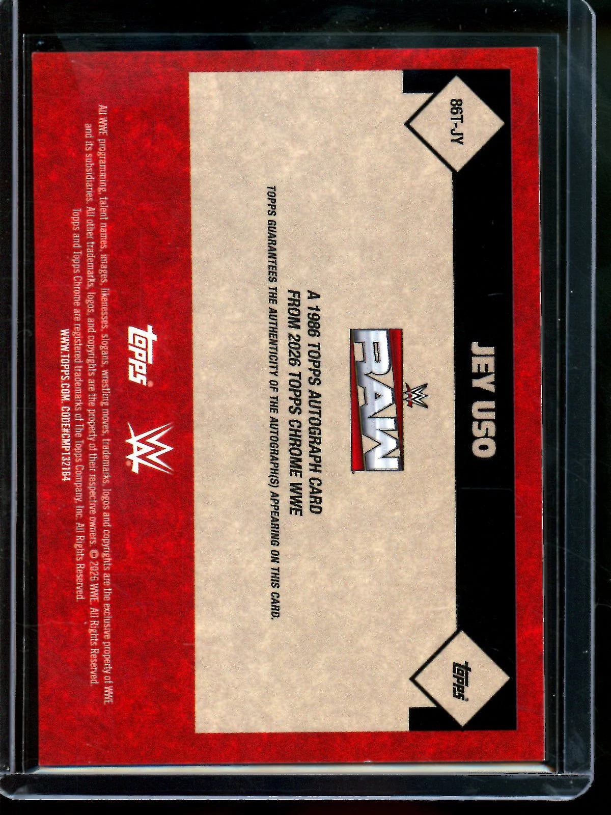 2026 Topps Sapphire Jey Uso Red Sapphire Autograph 1986 /5