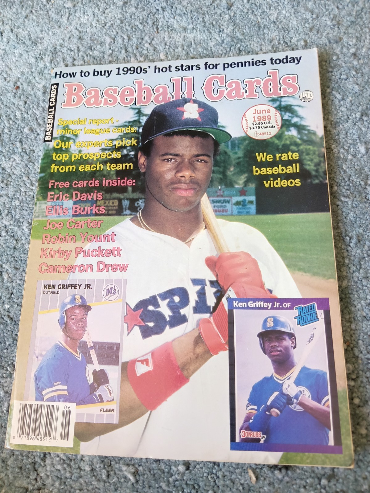 Baseball Cards Magazine-Ken Griffey Jr Cover ~ 6 CARDS INCLUDED June 1989