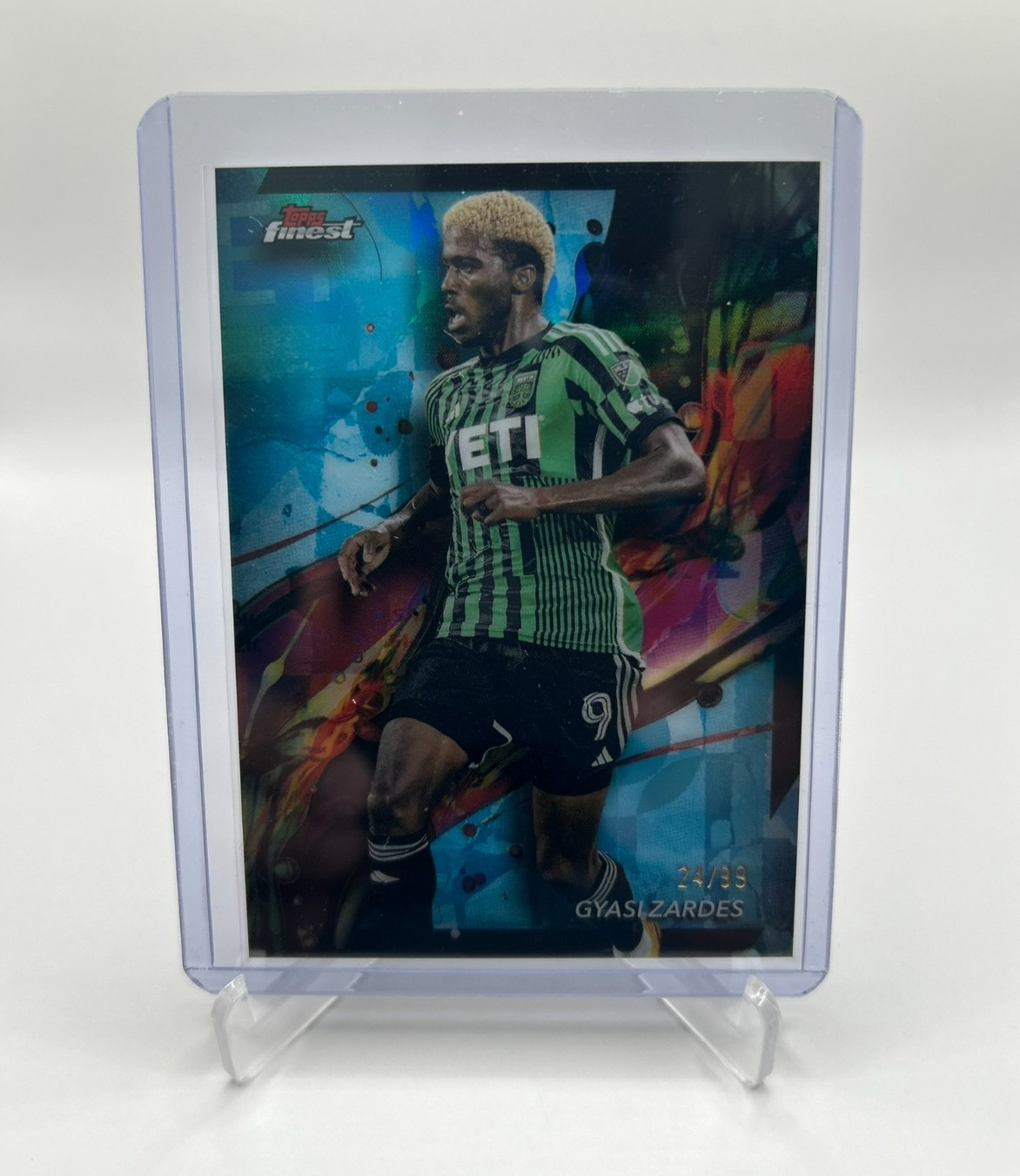 GYASI ZARDES 24/99 AQUA COMMON REFRACTOR 2024 Topps Finest MLS AUSTIN FC #85