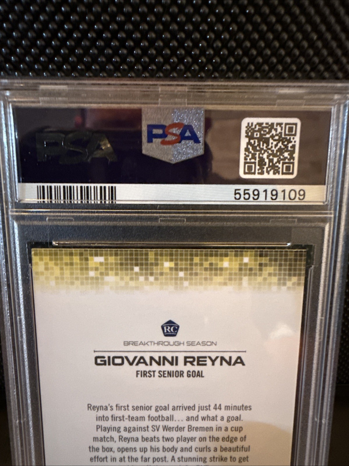 2020 Topps On Demand Gio Reyna First Senior Goal Gold /10 PSA 10 Rookie