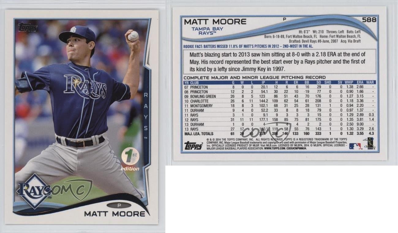 2014 Topps Access Pass Redemption 1st Edition /10 Matt Moore #588 1h1