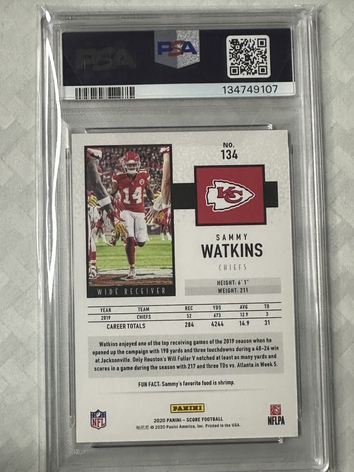 /20 PSA 10 Pop 1 – 2020 Score Sammy Watkins Red Zone