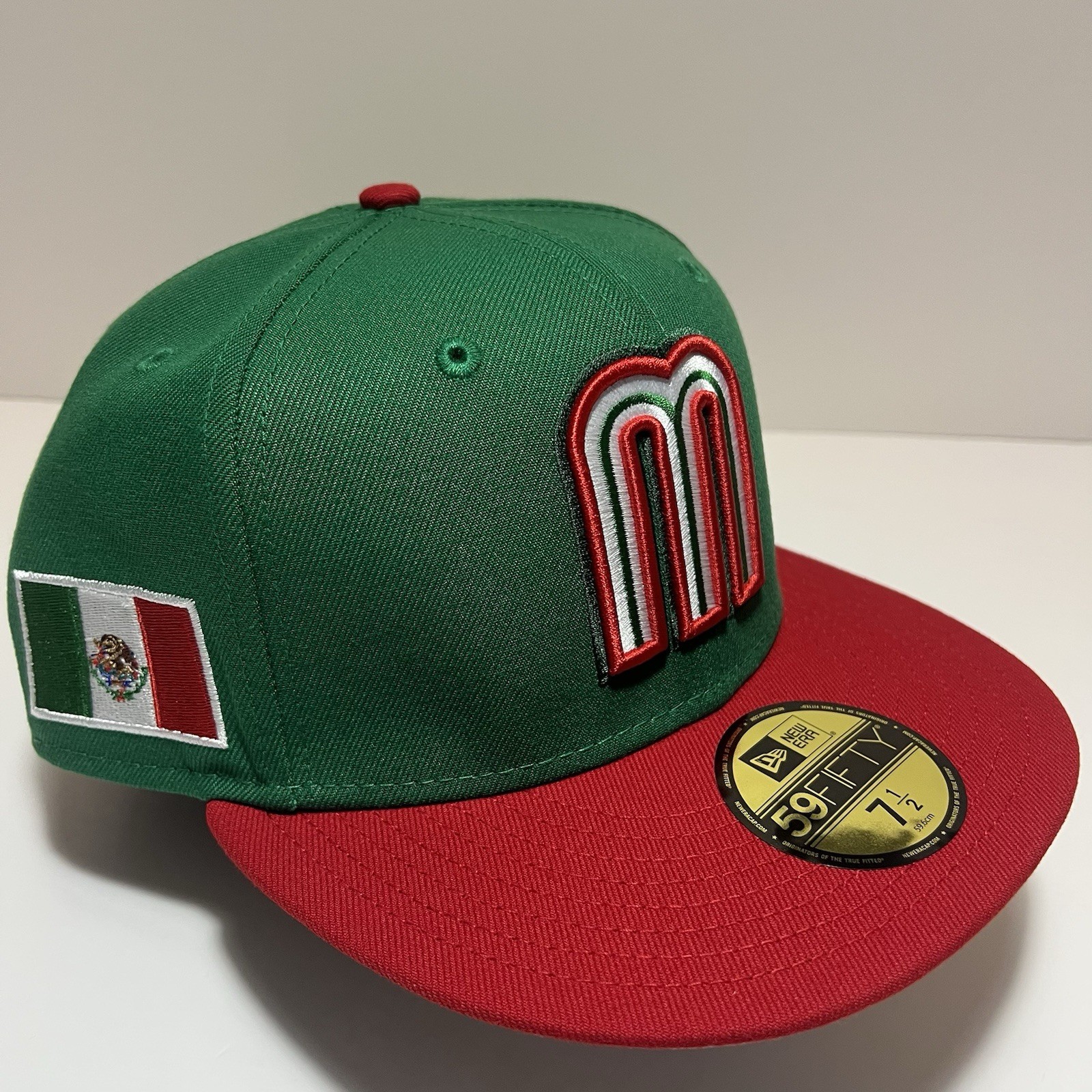 New Era Mexico World Baseball Classic 2026 5950 Hat Men 7 1/2 Fitted Green Red