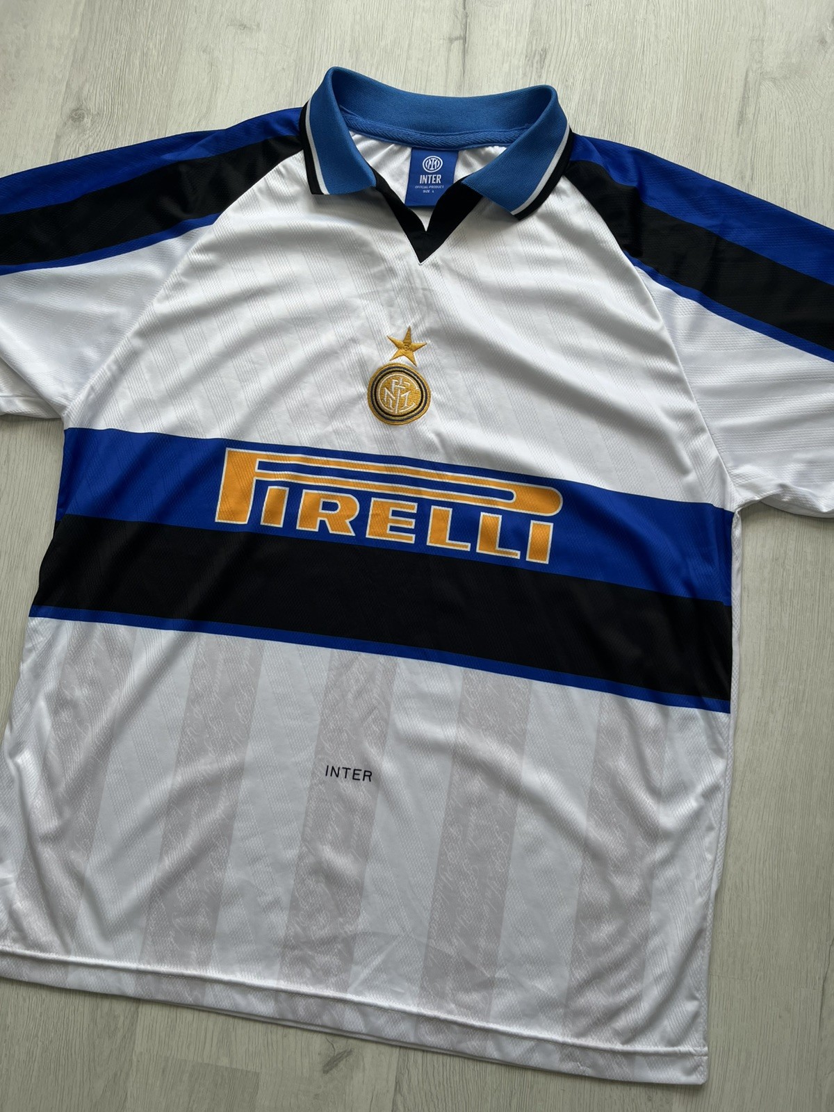 INTER MILAN 1996/1997 SCORE DRAW REPLICA AWAY SOCCER JERSEY FOOTBALL SHIRT Sz L