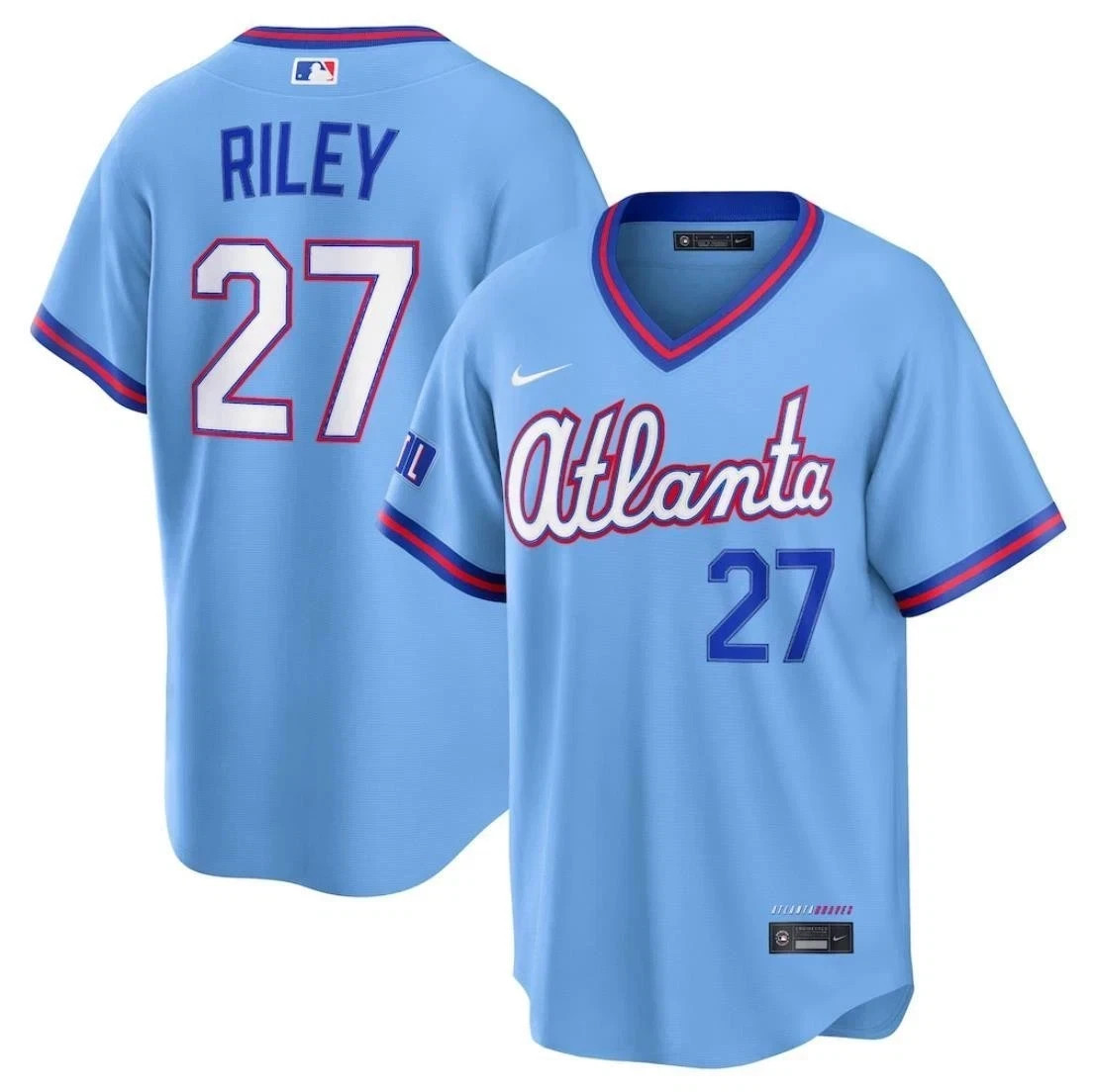 NWT Atlanta Braves Powder Blue City Connect Stadium Jersey All Stitched Mens