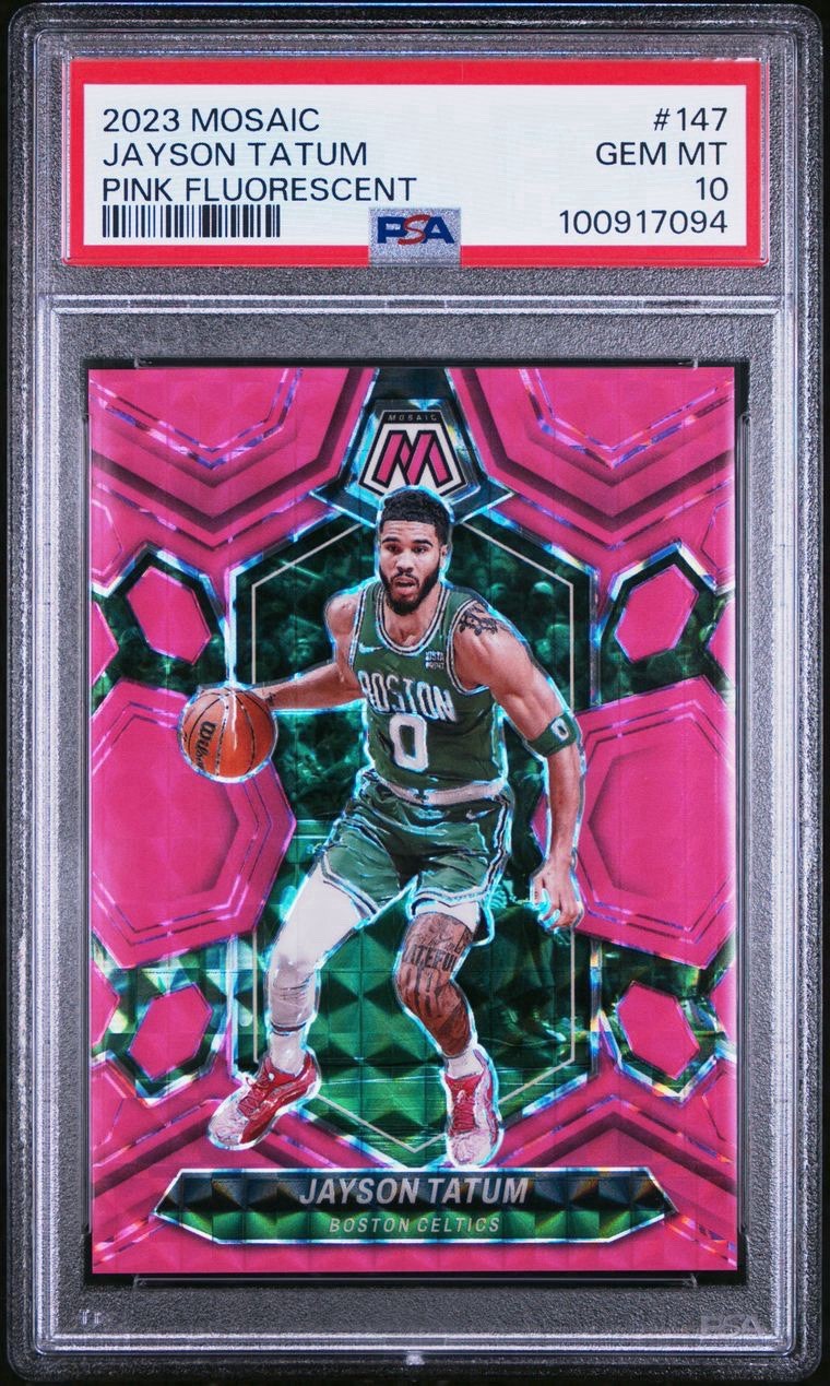 Jayson Tatum 2023 Mosaic Pink Fluorescent /10 PSA 10 POP 1 Only One Sick