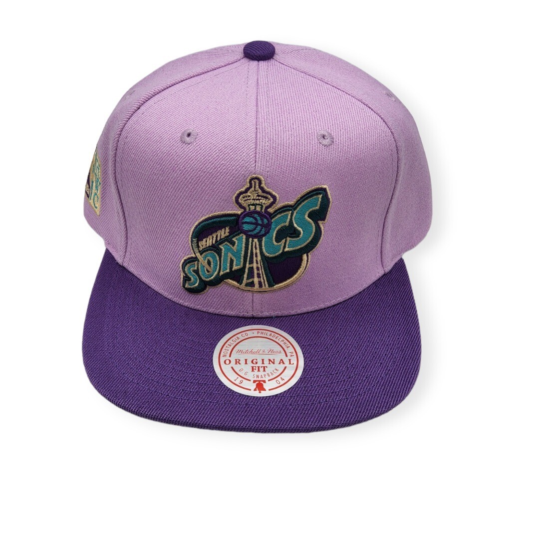 Mitchell & Ness Seattle Supersonics Violet Views Adjustable Snapback Hat Cap